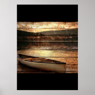 Primitiv reflexion över träspannmål Sjö House Cano Poster