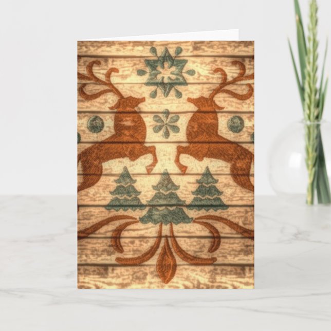 Primitiv rener Snöflingor Nordic christmas Helgkort (Framsida)