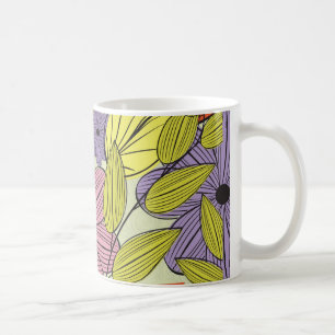 Primitiv retro-blomma Teckning Kaffemugg
