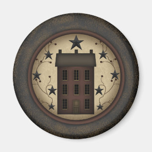 Primitiv röd Saltbox husmagnet Magnet