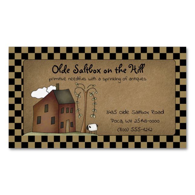 Primitiv Rustic Land Saltbox på Kraft Magnetiska Visitkort (Framsida)