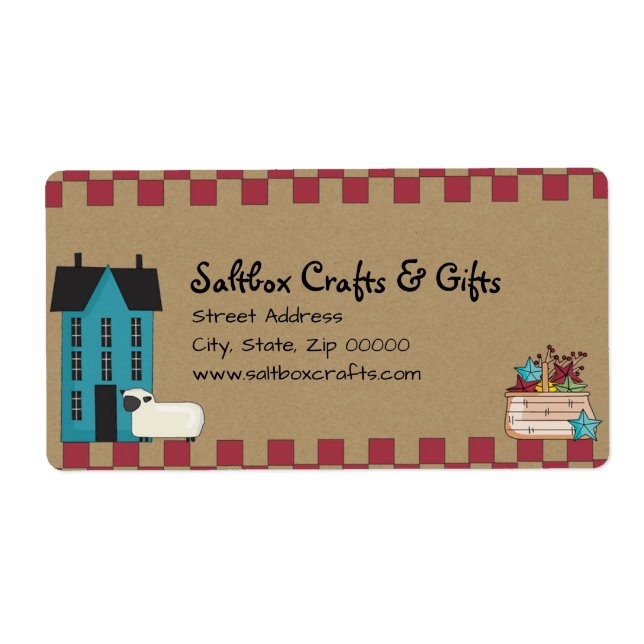 Primitiv saltbox-husetikett fraktsedel (Framsidan)