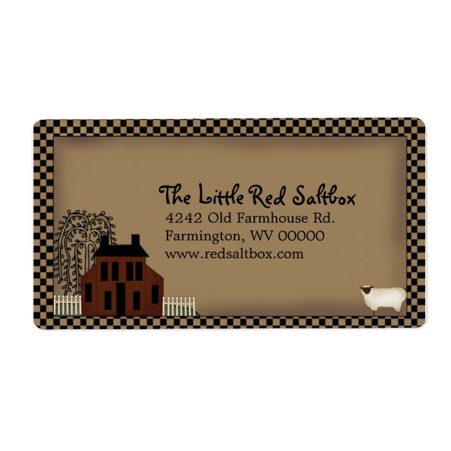 Primitiv saltbox-husleveransetikett fraktsedel (Framsidan)