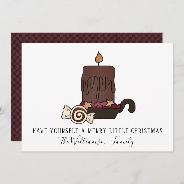 Primitiv Smutsigt Ljusstake och Stjärnor God Jul Julkort (Fram/baksida)