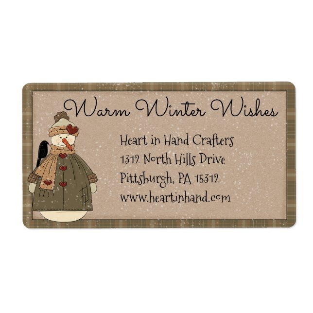 Primitiv Snögubbe-Adress/skeppningsetikett Fraktsedel (Framsidan)