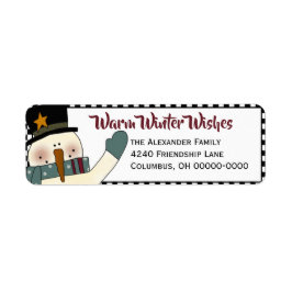 Primitiv Snögubbe-adressetikett-Helgdag Returadress Etikett