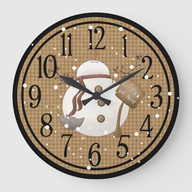 Primitiv Snögubbe Det finns Snö Ställe som hem Stor Klocka (Framsida)