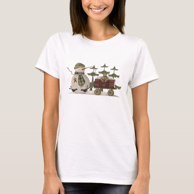 Primitiv Snögubbe & Nalle-vagn Tee Shirt (Framsida)
