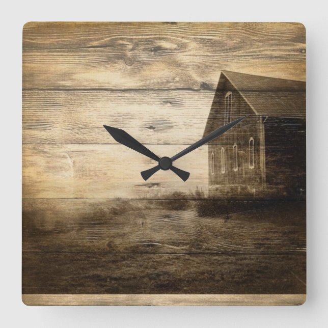 primitiv stallstuga i det gamla land-stallet fyrkantig klocka (Framsida)