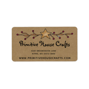 PRIMITIV STAR & BERRIES PÅ KRAFT-RETURADRESS ADRESSETIKETT