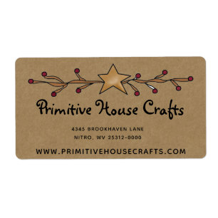 PRIMITIV STAR & BERRIES PÅ KRAFT SHIPPING-ETIKETT FRAKTSEDEL