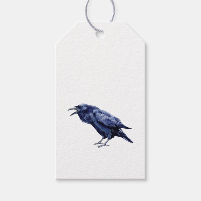 Primitiv taloky Halloween Raven Kråka höstfall Presentetikett (Framsidan)