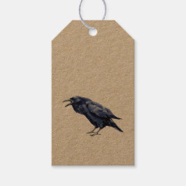 Primitiv taloky Halloween Raven Kråka höstfall Presentetikett