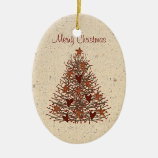 Primitiv trädprydnad julgransprydnad keramik