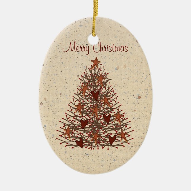 Primitiv trädprydnad julgransprydnad keramik (Framsidan)