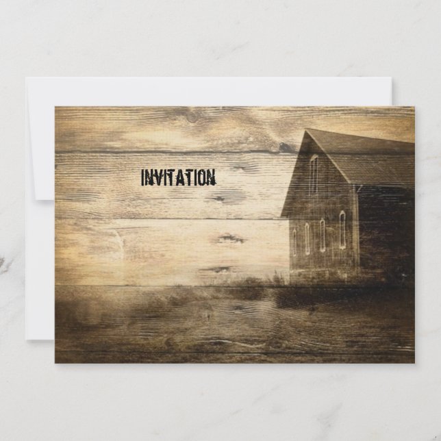 primitiv västerländsk gammal lada gårdshus stuga inbjudningar (Framsida)