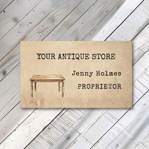 Primitiv vintage Antique Store Bord Visitkort