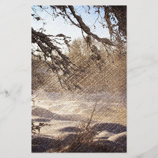 Primitiv vinterskog för träland i Träd Brevpapper (Framsida)