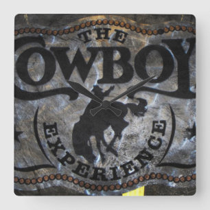Primitiv western land-cowboyrodeo fyrkantig klocka