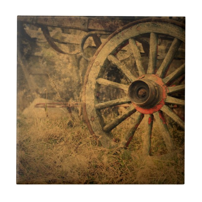 Primitiv Western Land-vagnshjul Kakelplatta (Framsidan)