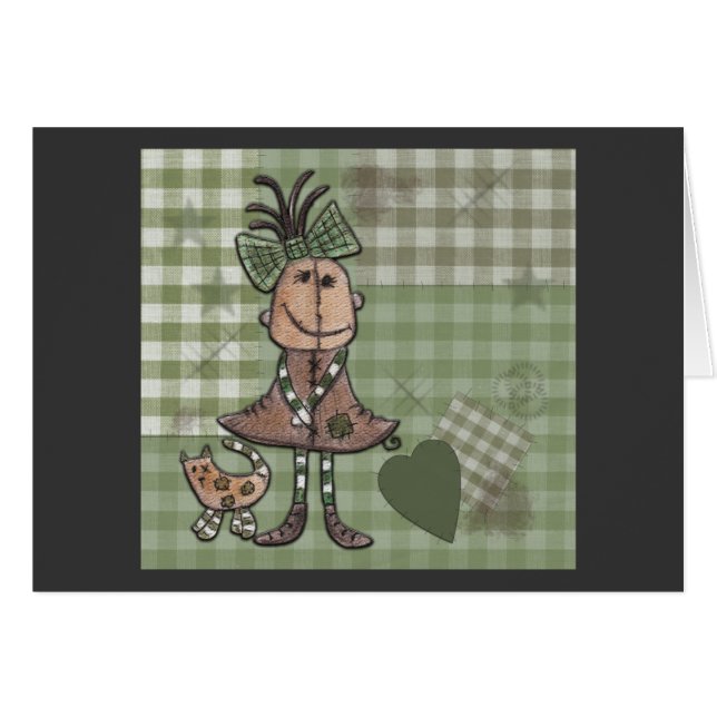 Primitiva flickor och katter hälsningskort (Framsidan Horizontal)