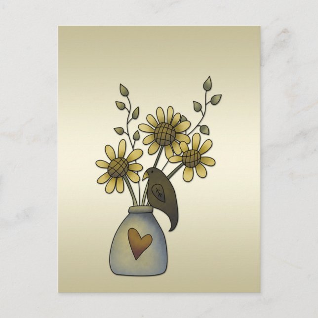 Primitiva kråkor Solrosor  Vykort (Framsida)