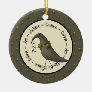 Primitiva Kråkor Uppnå Tro ornament