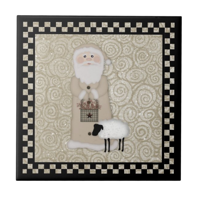 Primitiva Santa belägger med tegel Kakelplatta (Framsidan)