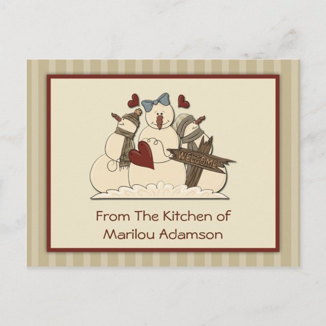 Primitiva Snömannareceptkort Vykort (Framsida)