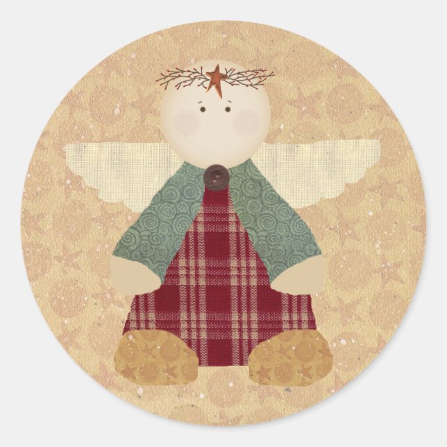 Primitive Angel Sticker Runt Klistermärke (Framsida)