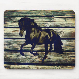 Primitive BarnWood Equestrian Black Stallion Horse Musmatta