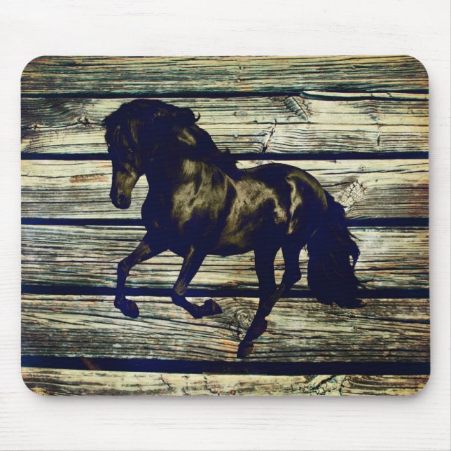 Primitive BarnWood Equestrian Black Stallion Horse Musmatta (Framsidan)