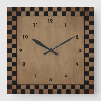 Primitive Check Wall Clock Fyrkantig Klocka