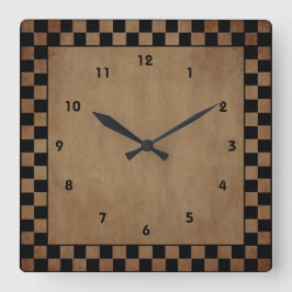 Primitive Check Wall Clock Fyrkantig Klocka