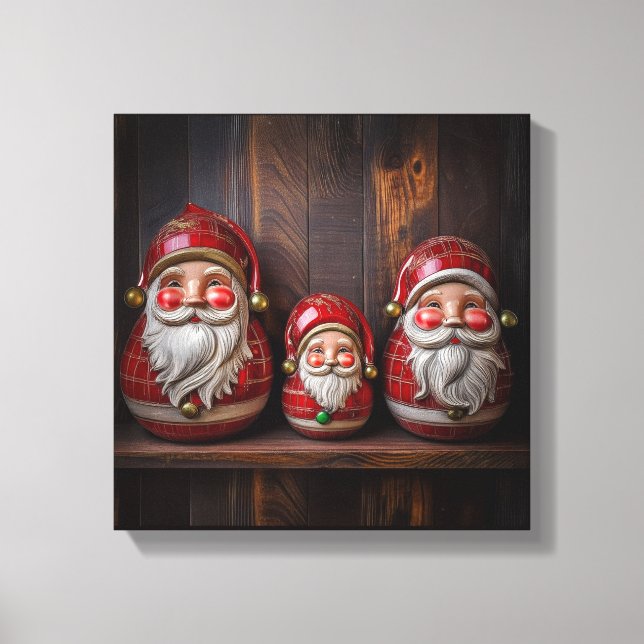 Primitive Folk Art Santa Claus Rustic Christmas Ca Canvastryck (Framsida)