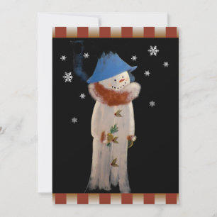 Primitive Folk Art Snögubbe Julfest Inbjudningar