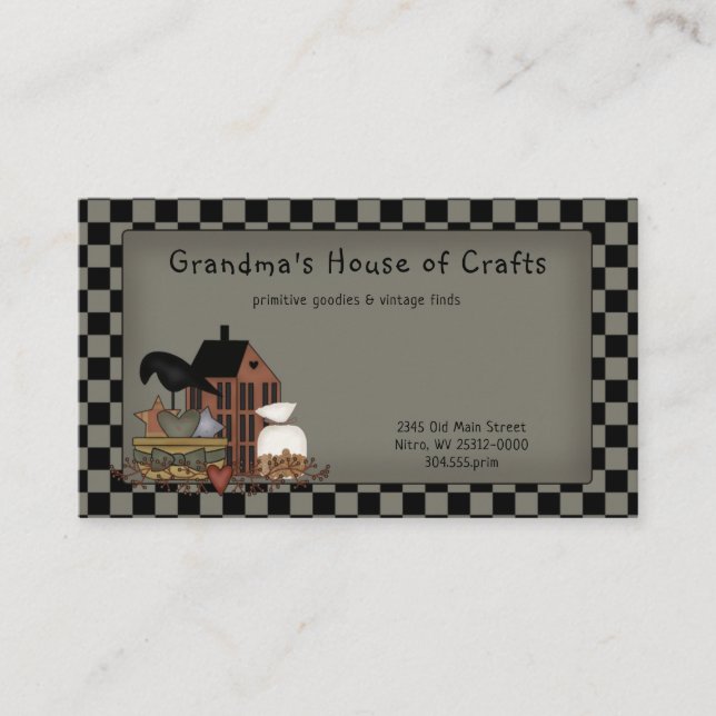 Primitive Land Grungy Saltbox Kråka Candle Visitkort (Framsida)