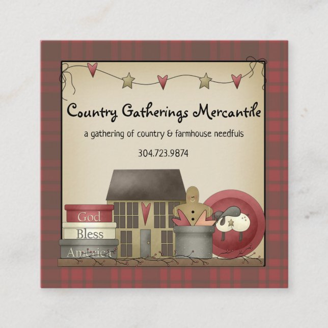 Primitive Land Play and Saltbox House Fyrkantigt Visitkort (Framsida)