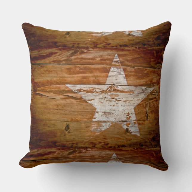 Primitive Land Rustic Barn Wood Star Pillow Kudde (Framsida)