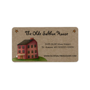 Primitive Land Saltbox House Returadress La Adressetikett