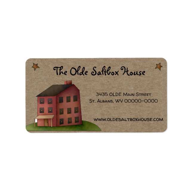 Primitive Land Saltbox House Returadress La Adressetikett (Framsidan)