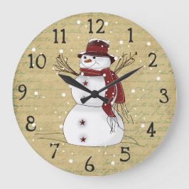 Primitive Land Snögubbe Clock Stor Klocka