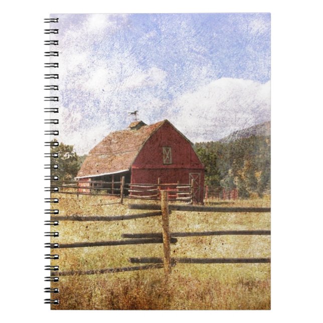 Primitive Red Barn Western Land Anteckningsbok (Framsidan)