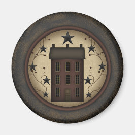 Primitive Red Saltbox House Magnet