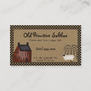 Primitive Red Saltbox House & Sheep Editable Visitkort