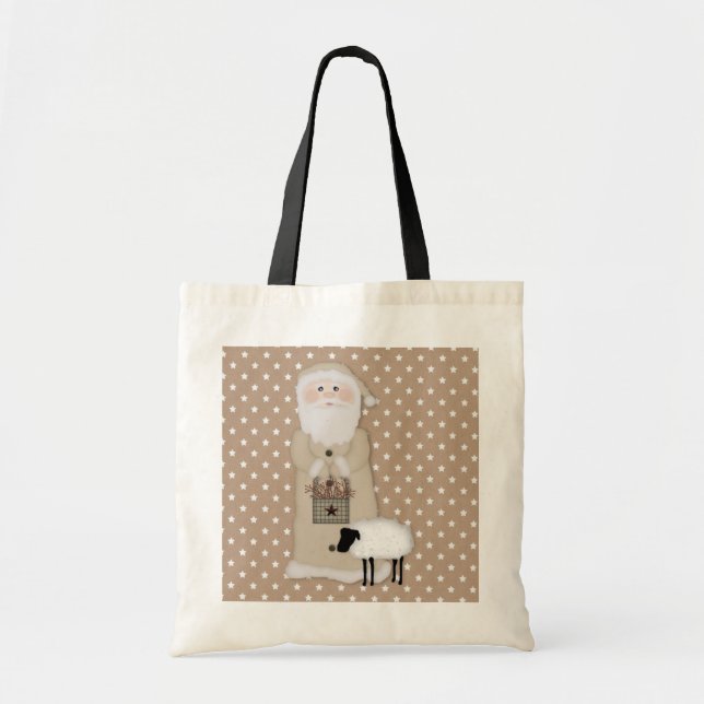 Primitive Santa Tote Bag Tygkasse (Framsidan)