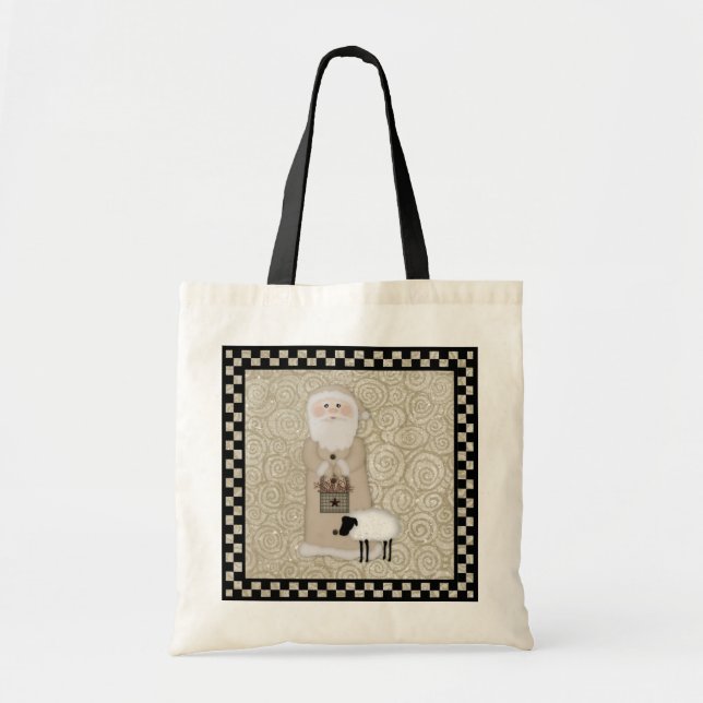Primitive Santa Tote Bag Tygkasse (Framsidan)