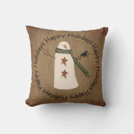 Primitive Snögubbe Helgdag Pillow Kudde