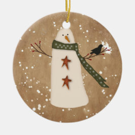 Primitive Snögubbe Ornament