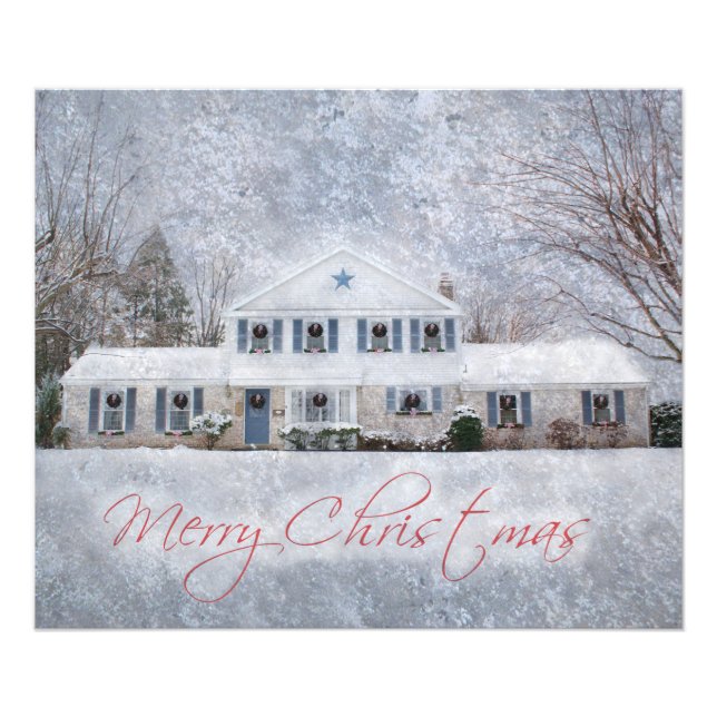 Primitive Winter Snö Land Rustic Open House Fototryck (Framsidan)